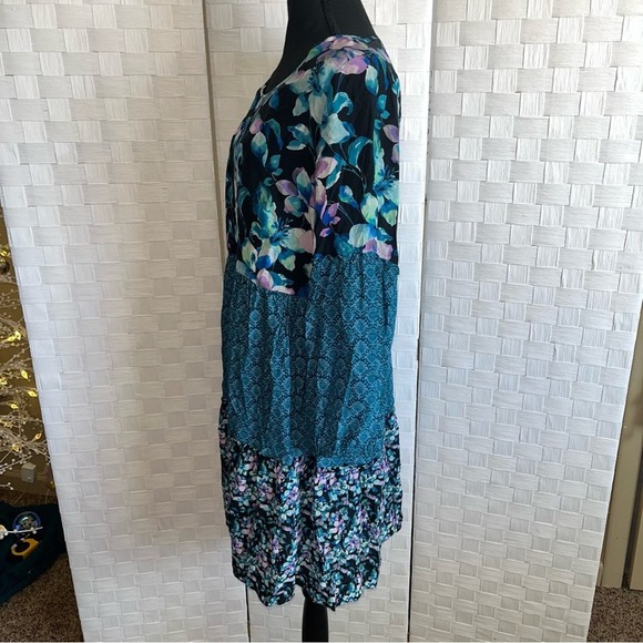 Soft Surroundings Night Bloom Floral Patchwork Dress Blue Women’s Size Small - Picture 3 of 11
